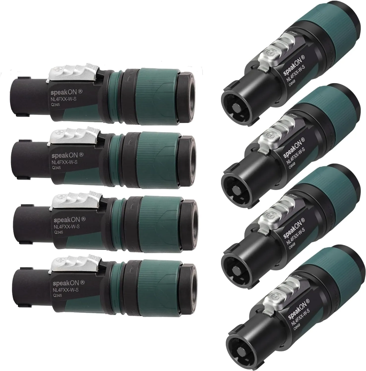 Neutrik NL4FXX-W-S 4-Pole speakON Cable Connector, Green Bushing Screw Terminal Assembly, for Cable Diameters 6 to 12mm