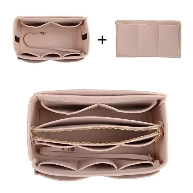 New Women Make up Organizer Felt Insert Bag For Handbag Travel Inner Purse Portable Cosmetic Bags Fit Various Brand Bags
