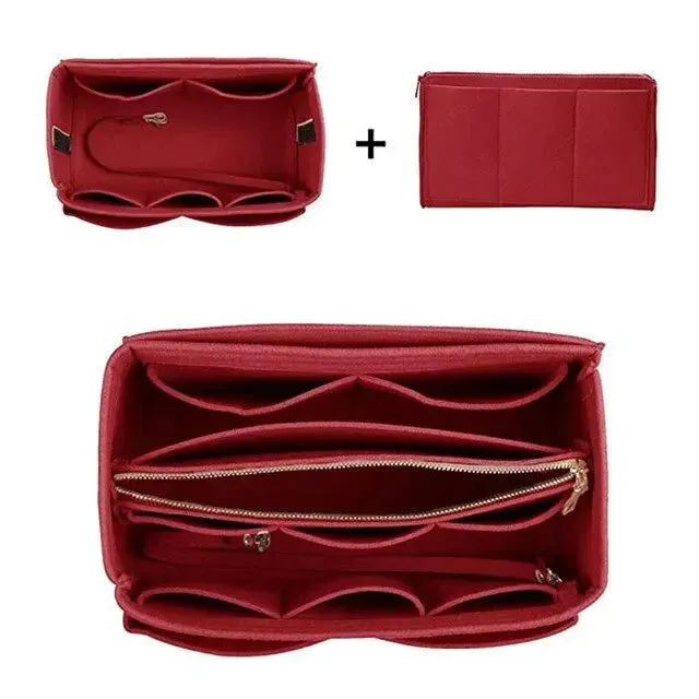 New Women Make up Organizer Felt Insert Bag For Handbag Travel Inner Purse Portable Cosmetic Bags Fit Various Brand Bags