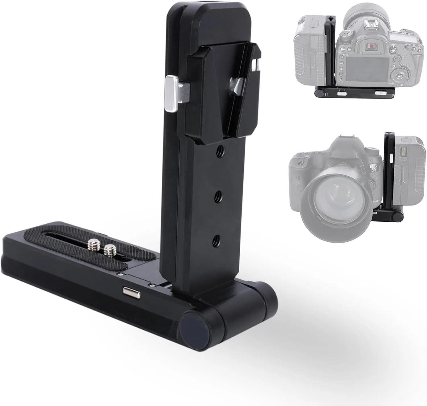 NICEYRIG Foldable V Mount Battery Plate with V-Lock Base, Quick Release Plate Dovetails for Manfrotto Standard & ARCA-Swiss, Heavy Duty L-Type Bracket for DSLR Camera - 598