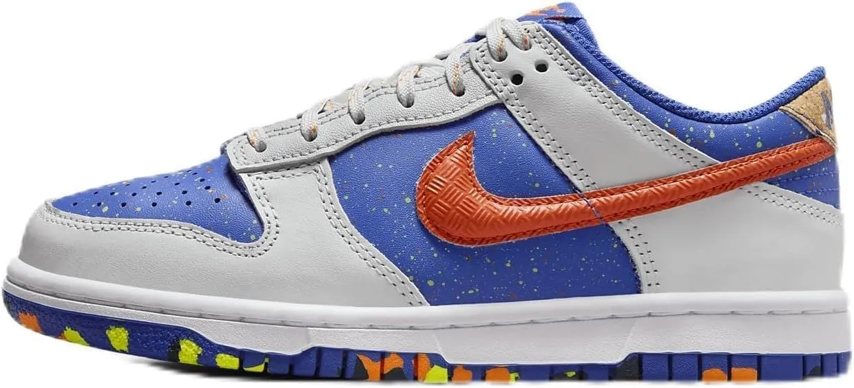 Nike Dunk Low Big Kids' Shoes (HJ9233-025, Photon Dust/Astronomy Blue/Volt/Total Orange) Size 5