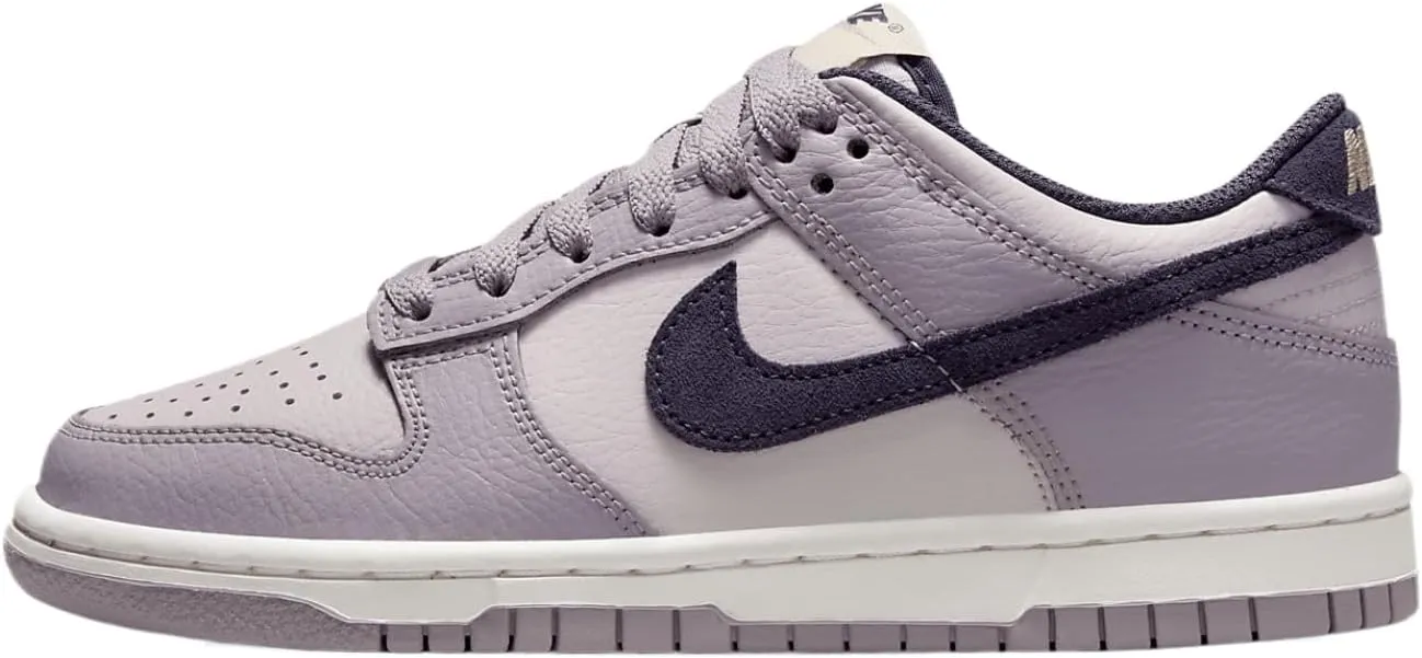 Nike Dunk Low Big Kids' Shoes (HQ3573-202, Light Violet Ore/Platinum Violet/Team Gold/Dark Raisin) Size 5