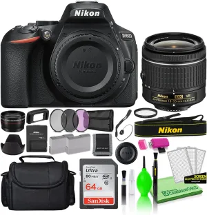 Nikon D5600 24.2MP DSLR Digital Camera with 18-55mm Lens (1576) Bundle Kit with 64GB Ultra SD Card   Large Camera Bag   Filter Kit   Spare Battery   Telephoto Lens   More