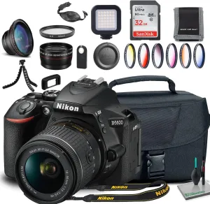 Nikon D5600 DSLR Camera with 18-55mm Lens (1576)   Camera Bag   Wide Angle Lens   55mm UV Filter   6-Piece Multi-Coated Graduated Filter Kit   SanDisk 32GB Ultra Memory Card   More (Renewed)