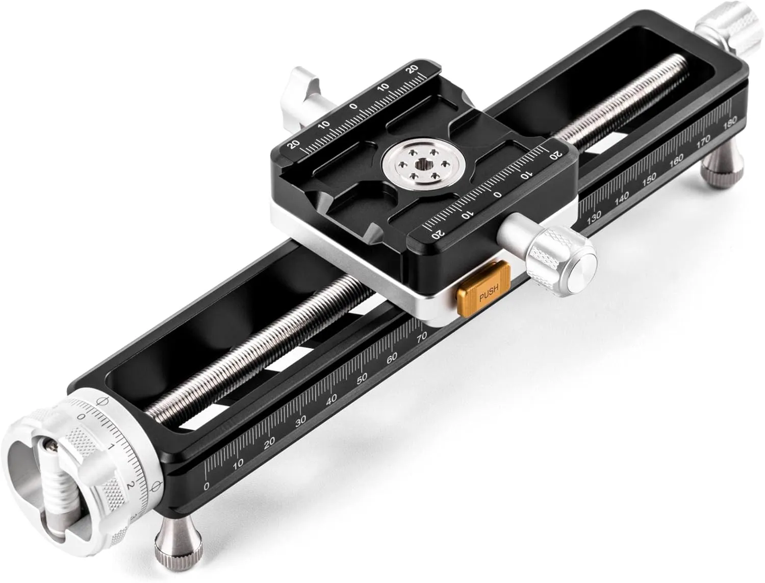 NiSi - NM-200S Macro Focusing Rail, Precision Focus Slider for Macro Photography , Universal Tripod Mounting, 360-Degree Rotating Clamp with Quick-Release Plate, Detachable Feet, Arca-Swiss Compatible