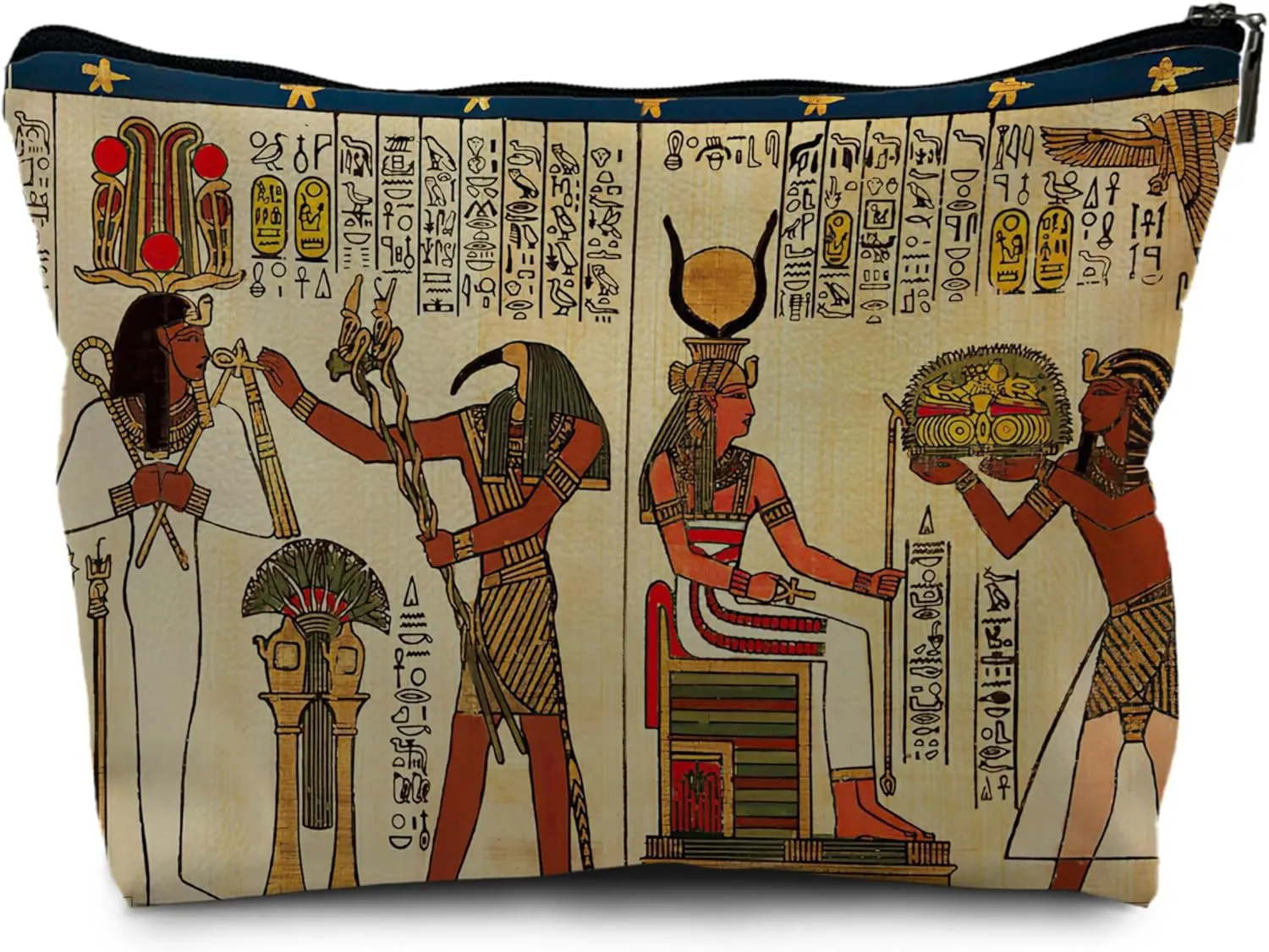 Nogrit Egyptian Gifts Makeup Cosmetic Bag,Ancient Egypt Mythology Egyptian Pharaoh God Hieroglyphs Makeup Travel Toiletry Bag,Gift for Egyptian Egypt Lover,pu
