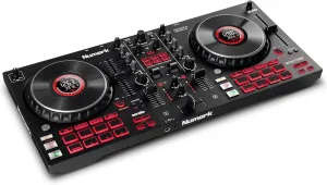 Numark Mixtrack Platinum Serato Control, DJ Mixer, Built-in Audio Interface, FX Paddles, 4 Decks   Jog Wheel Displays