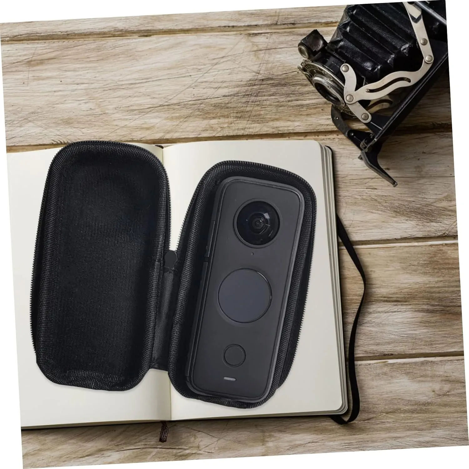 NUOBESTY Portable Action Camera Carrying Case for One X Compact PU Storage Bag with Zippered Closure for Photographers and Videographers the Go