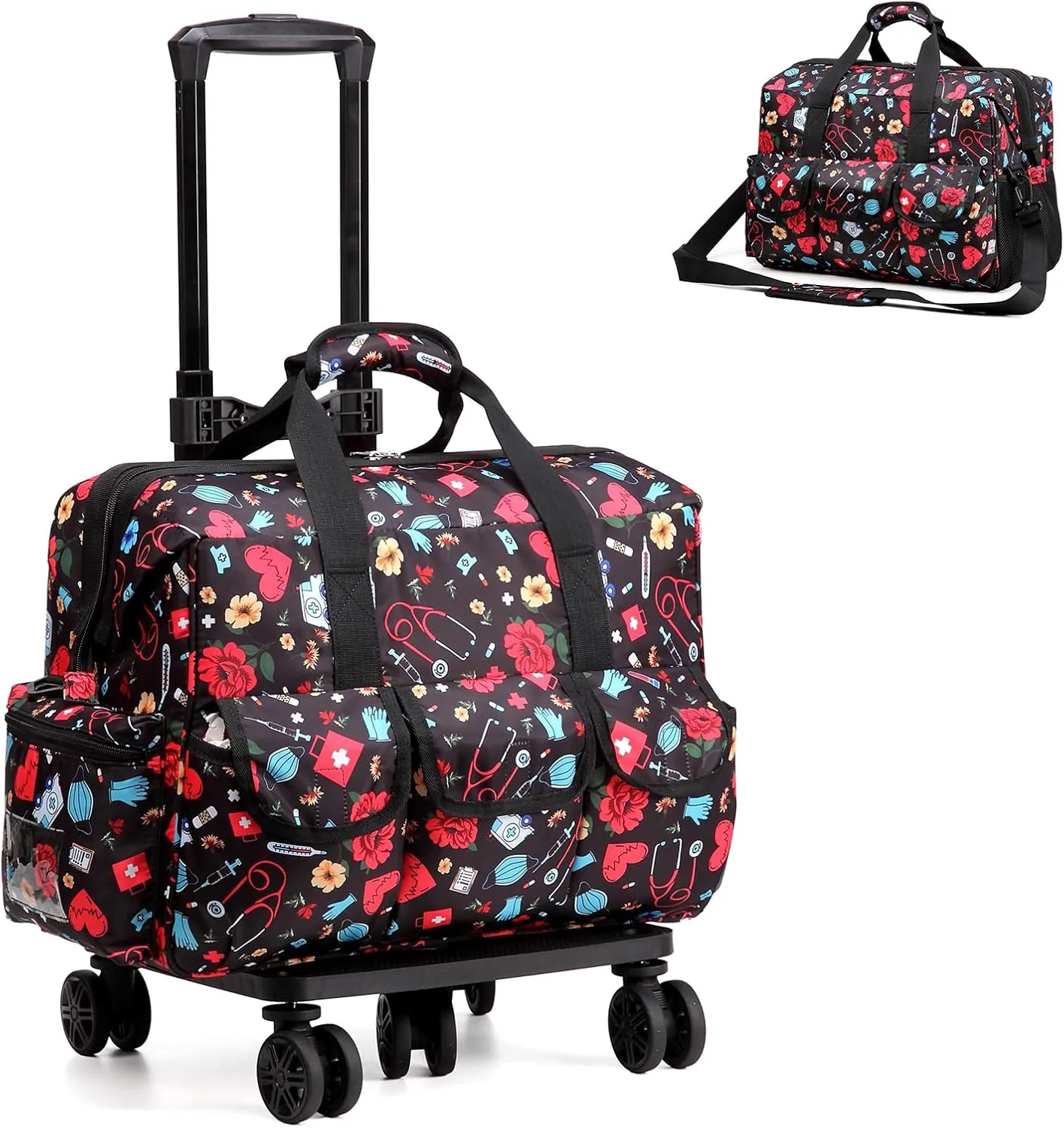 Nurse Rolling Medical Duffle Bag Work Nursing School College Student Must Have Clinical Home Health Cna Nr Gifts Carry On Bag with Wheels Doctor Emt Ems Healthcare Equipment Homecare Physician (Nurse)