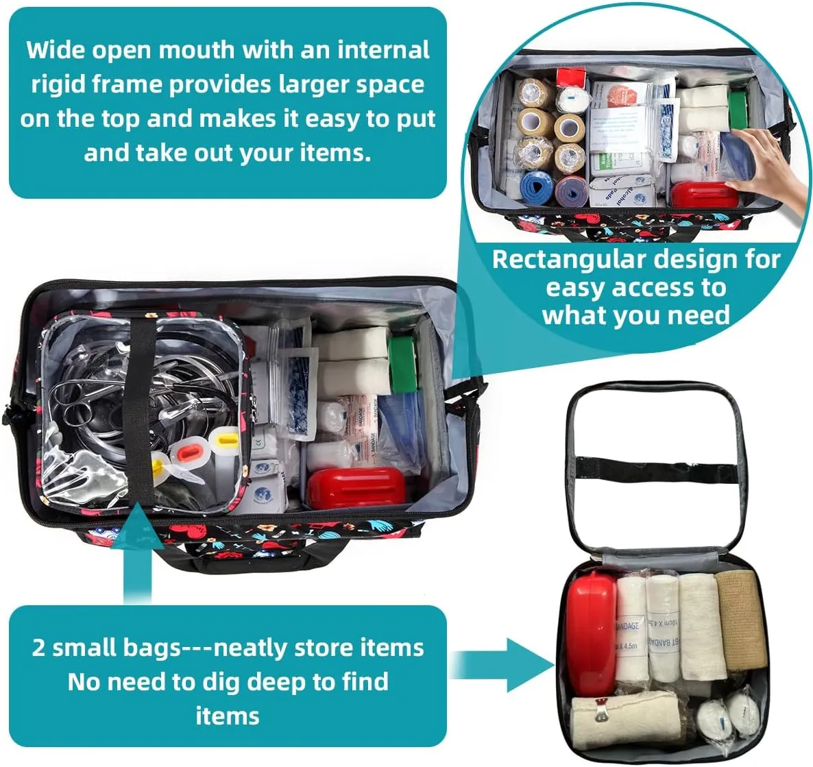 Nurse Rolling Medical Duffle Bag Work Nursing School College Student Must Have Clinical Home Health Cna Nr Gifts Carry On Bag with Wheels Doctor Emt Ems Healthcare Equipment Homecare Physician (Nurse)