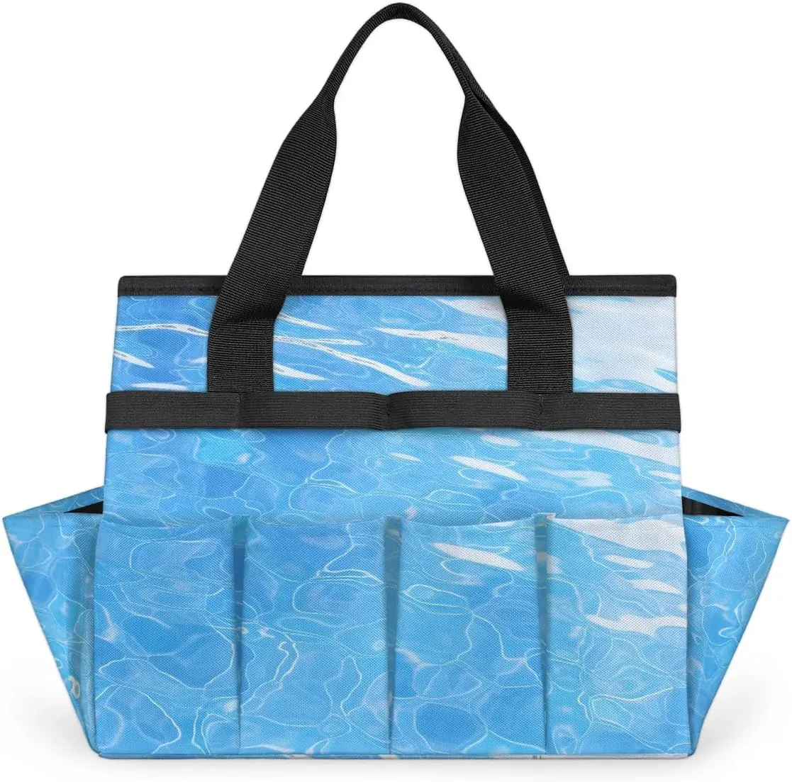 Oceans Gardening Tote Bag Seawater-Ocean Gardening Tool Bag Multi-Pocket Tool Bag with Handle Suitable for Indoor and Outdoor Gardening, Electrician, Technician