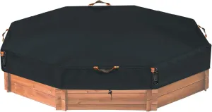 Octagonal Sandbox Cover, Windproof and Dustproof with Adjustable Hook and Loop for Stabilization, 420D Waterproof Oxford Fabric, Protect Outdoor Garden Kids Sandbox Sand and Toys (Black, 84"X78"X9"