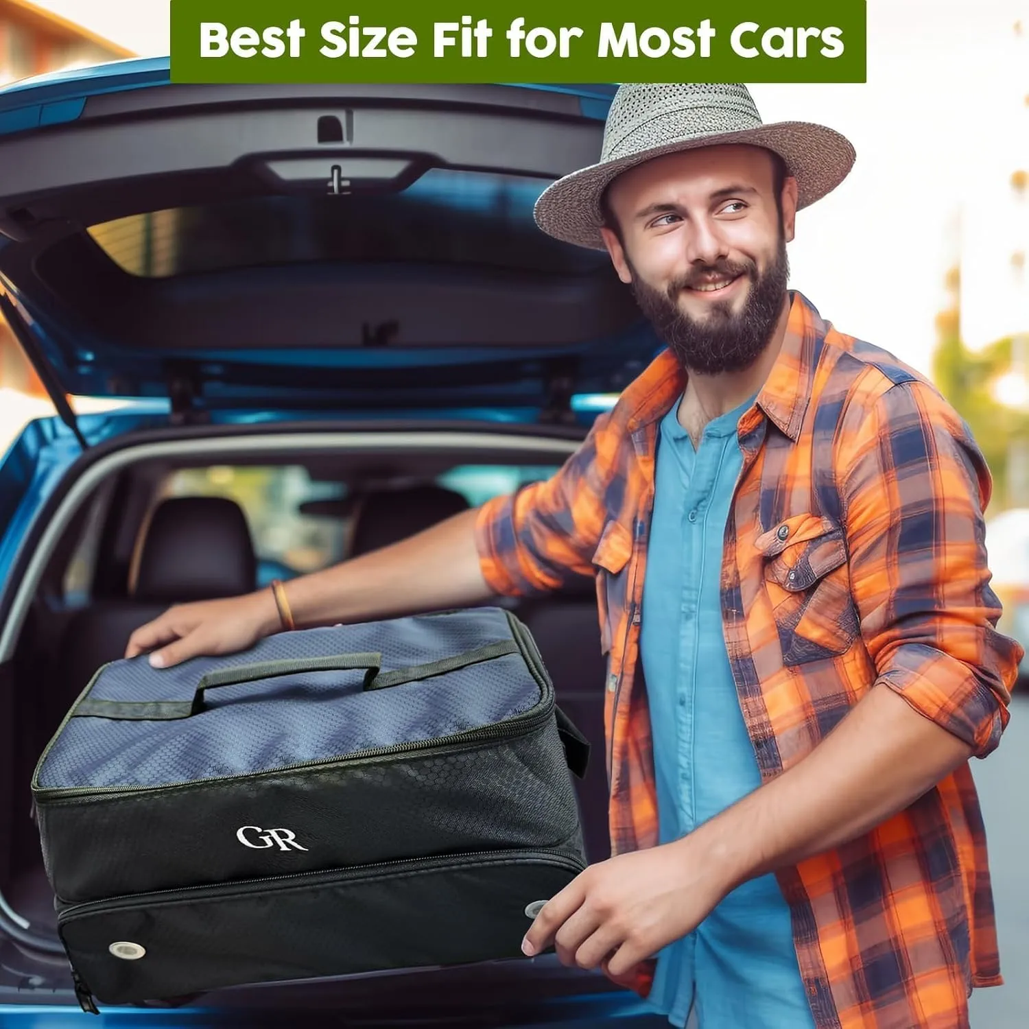 Odor-Absorbing 2-Layer Large Golf Trunk Organizer with Activated Carbon Fabric - Water-Resistant Golf Shoe Bag for Shoes Balls Tees Clothes Gloves Golf Accessories, Fathers Day Dad Gifts for Men
