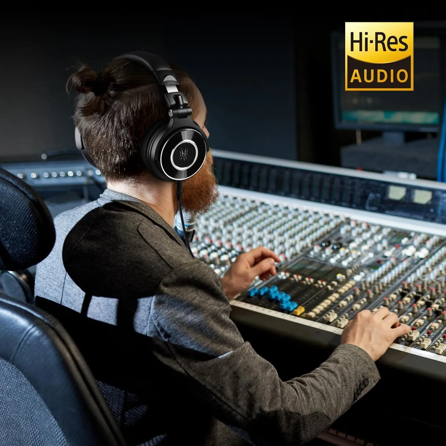 OneOdio Monitor 60 Professional Studio Headphones - Recording Wired Over Ear Headphones, Hi-Res Audio, Soft Comfortable Earmuffs, 6.35mm Adapter for Tracking Mixing DJ Mastering Broadcast-Black