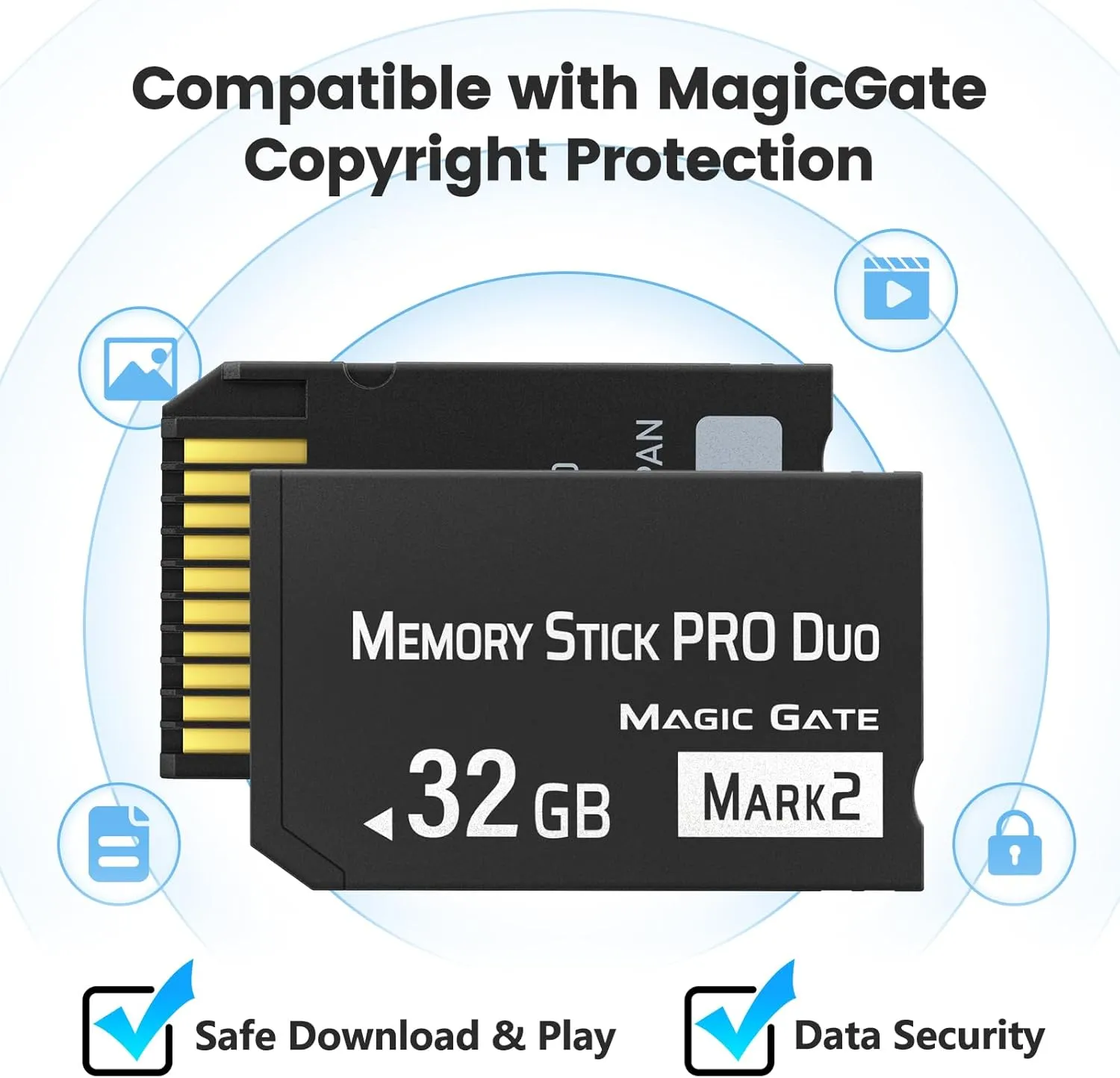 Original 32GB Memory Stick Pro Duo MARK2,High-Speed Memory Stick Duo Compatible with PSP1000 2000 3000 Accessories and Camera Memory Cards