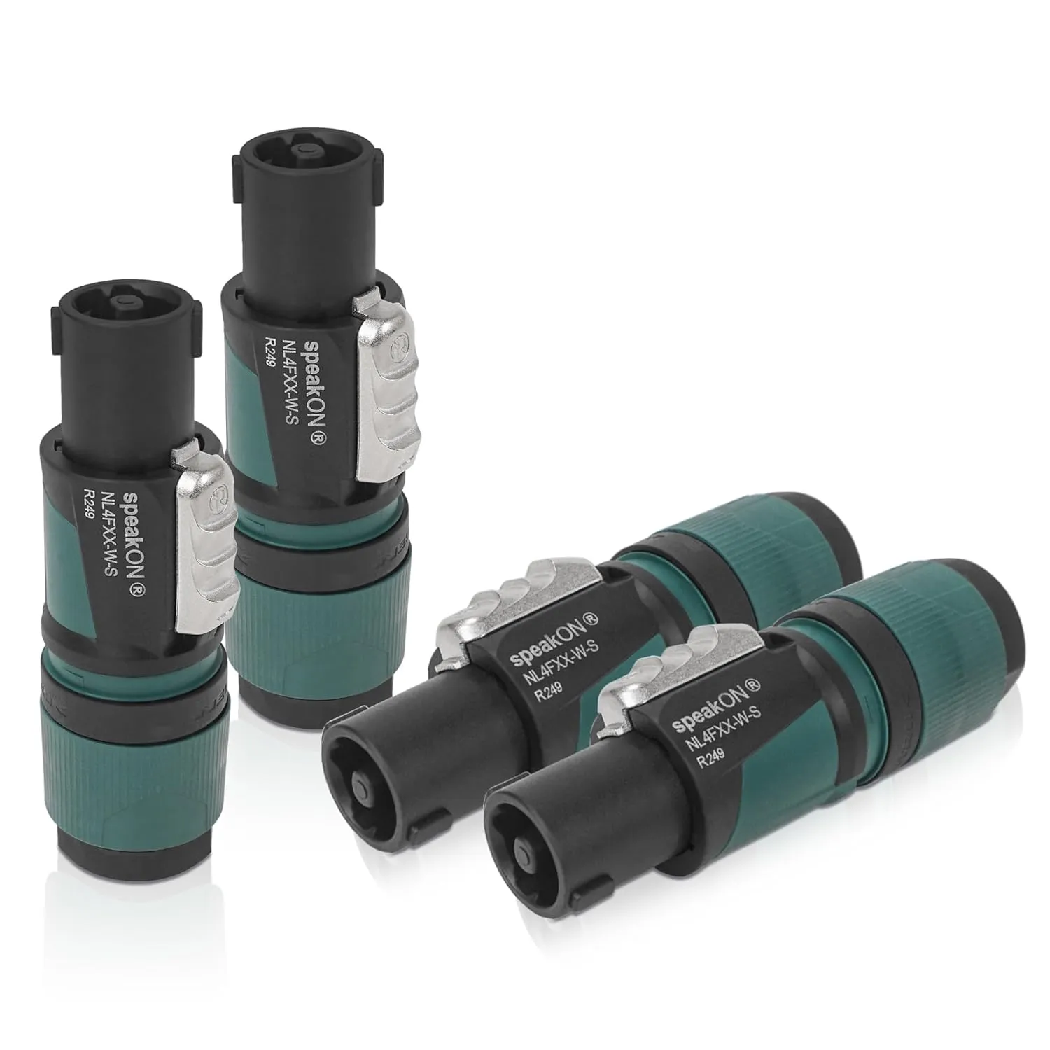 Original Neutrik 4 Pack 4-Pole SpeakOn Cable Connector with Twist Lock for Cable Diameters 6 to 12 mm (NL4FXX-W-S-4PK)