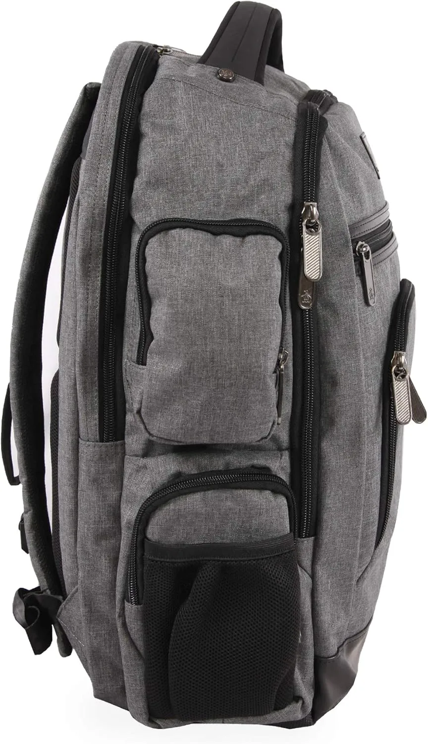 Original Penguin Men's Fletcher Laptop Backpack, Grey Crosshatch, 19 in