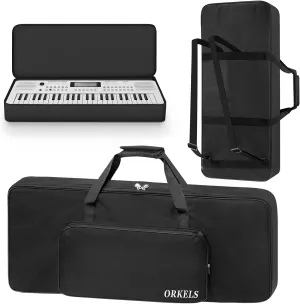 ORKELS Piano Keyboard Case, 10mm Pearl Cotton Full Padded Electric Piano Keyboard Gig Bag, with Handles, Adjustable Shoulder Straps, and Large Accessory Pocket (FOR-49-KEY KEYBOARD PIANO)