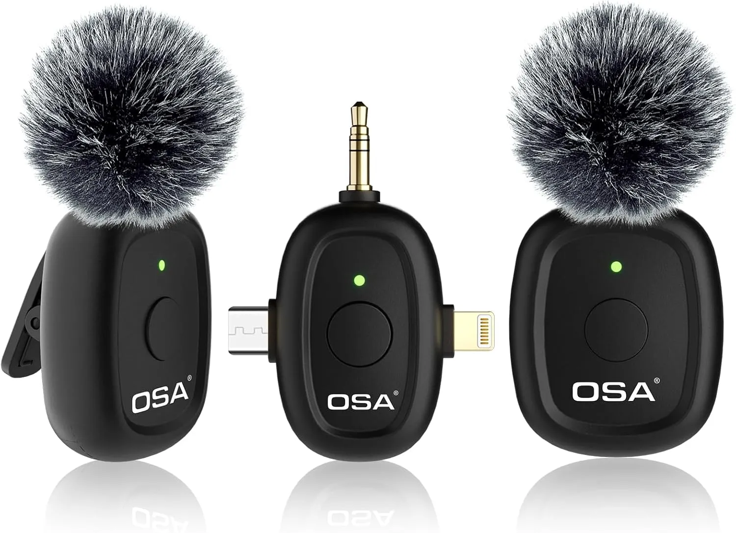 OSA 3 in 1 Wireless Lavalier Microphone for iPhone Camera Android and Laptop 8H Long Working Time Lapel Mic with Noise Reduction for Video Recording Vlog YouTube TikTok