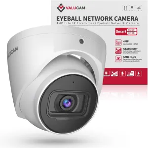 Outdoor 4MP IP PoE Turret Camera,DMSS &SmartPSS Lite, IVS Intrusion Tripwire, Built-in Mic/Audio, SD Card Slot, Smart Human/Vehicle Detection, 98ft Starlight NightVision, 2.8mm 114° Wide Angle, IP67