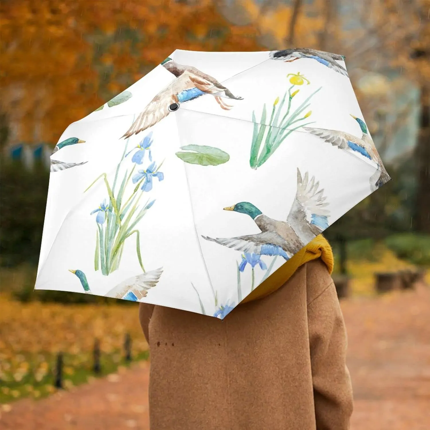 Oyihfvs Automatic Windproof Waterproof Umbrella, Folding Umbrella Reinforced Portable Compact UV Protection Sun rain Auto Open/Close