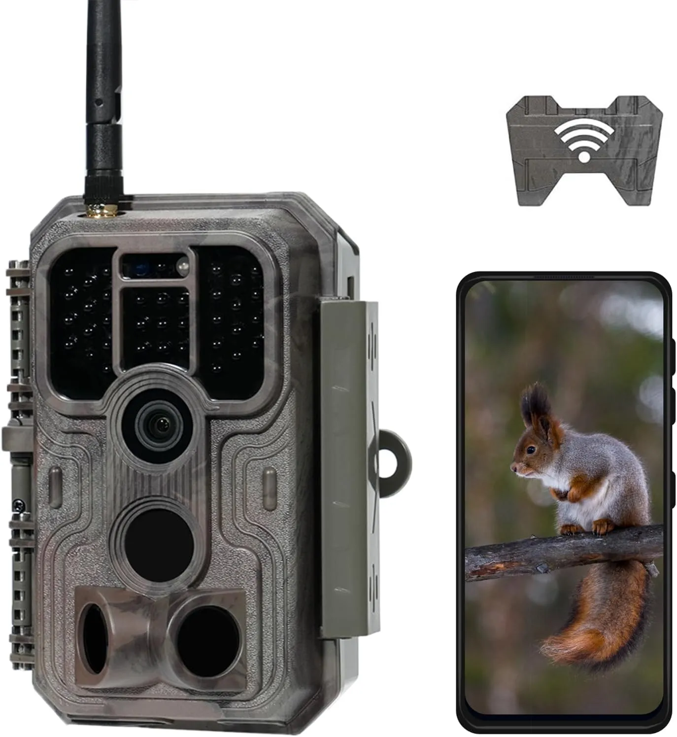 P200 Trail Camera WiFi Bluetooth, Game Camera with 48MP 1296p, 100ft Night Vision, Cell Phone App, Fast 0.1s Trigger Speed Motion Activated, Waterproof
