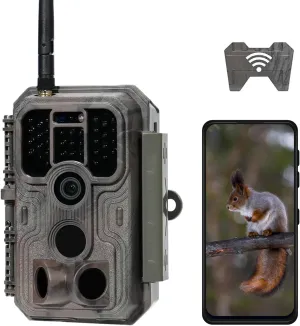 P200 Trail Camera WiFi Bluetooth, Game Camera with 48MP 1296p, 100ft Night Vision, Cell Phone App, Fast 0.1s Trigger Speed Motion Activated, Waterproof