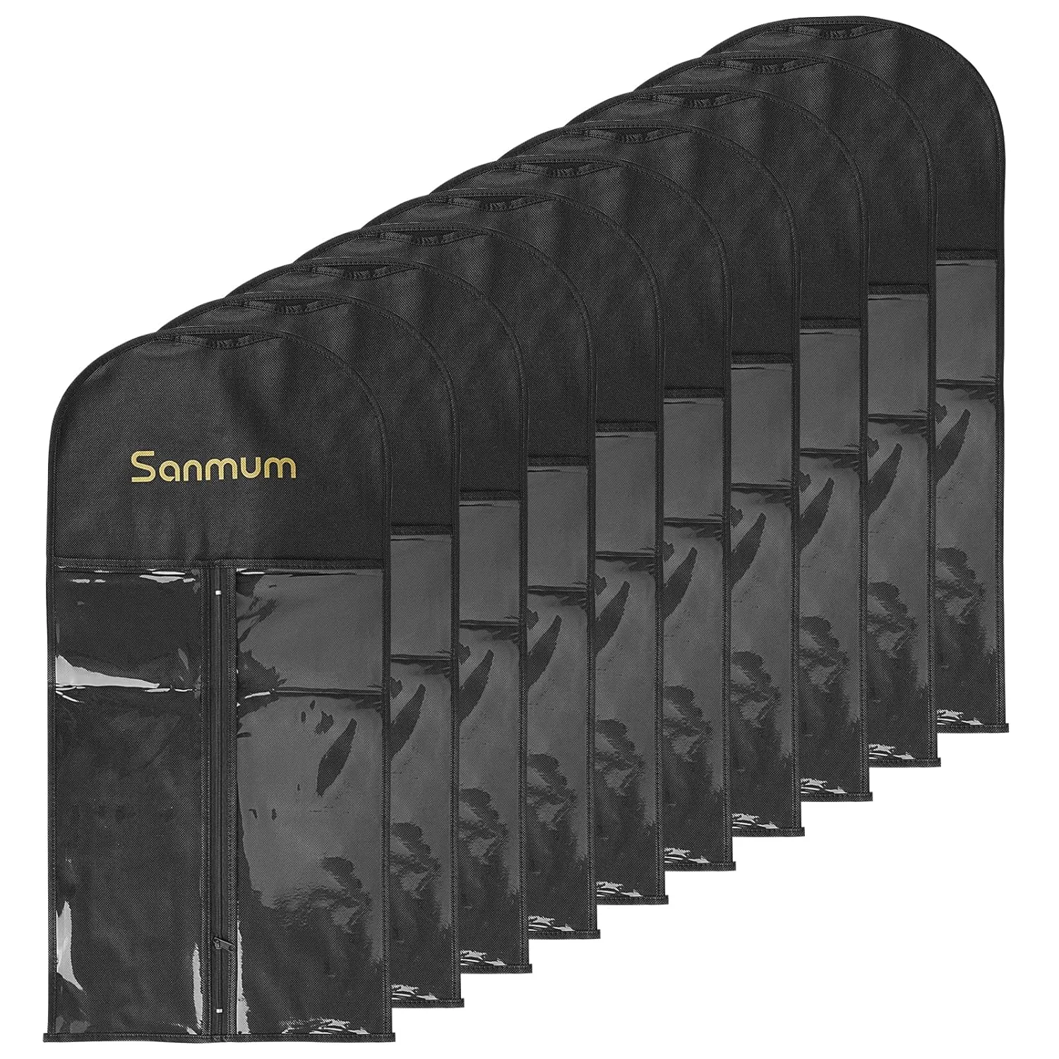 Pack of 10 Hair Extensions Storage Bag Wig Carrier Holder Case Dustproof Pouch Beauty Hair Salon Organizer for Daily Use & Travel (Black with Sanmum)