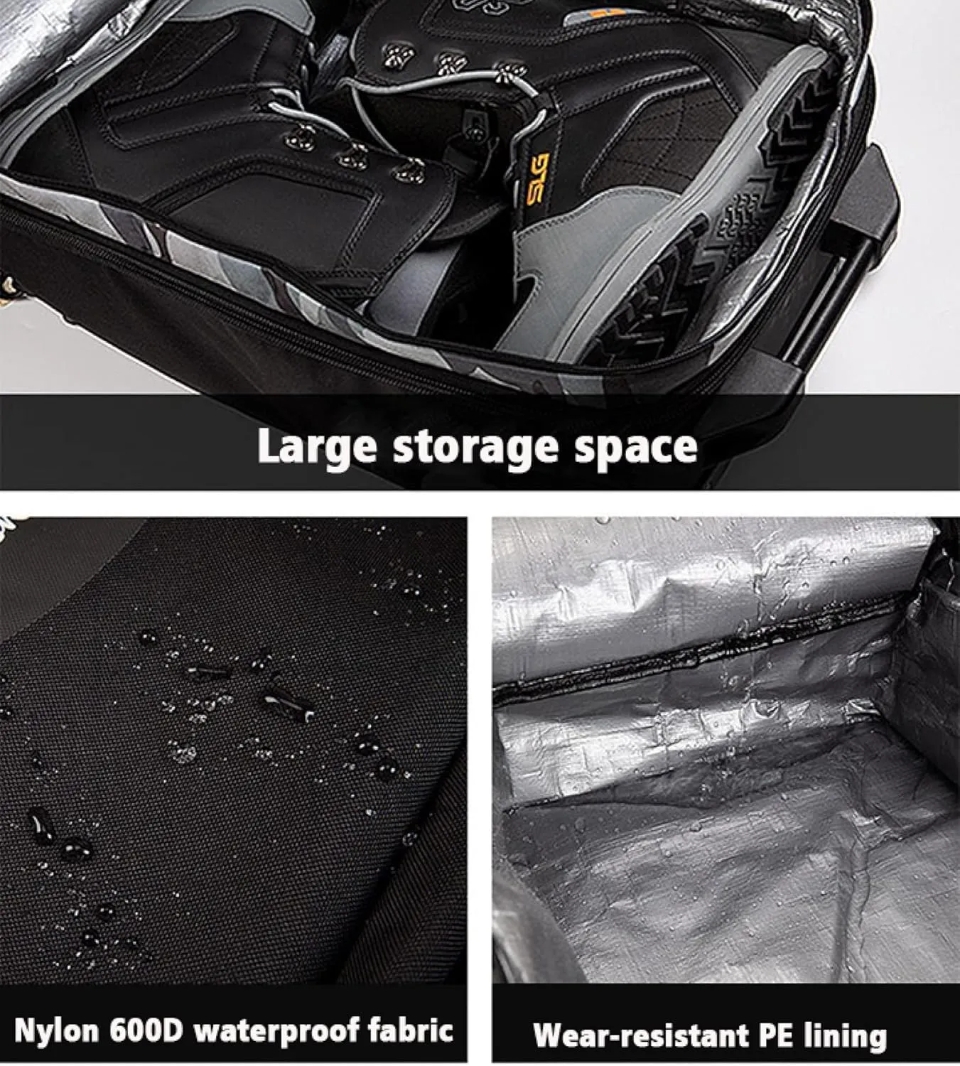 Padded Snowboard Bag with Wheels - Rolling Double Ski Bag Portable Waterproof - Store & Transport Travel Bag for Air and Road Trips