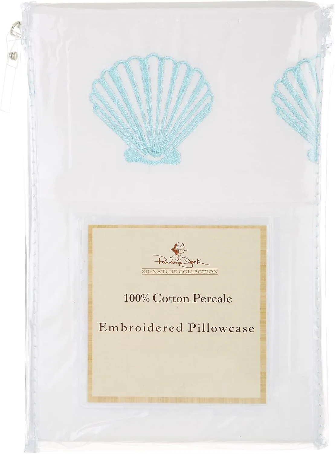 Panama Jack 2-pk. Embroidered Hem Shell Pillowcase Set Standard White/Blue