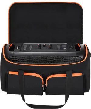 PartyBox On The Go Carrying Travel Case,Storage Tote Bag Rugged Cover Accessories for JBL PartyBox On-The-Go Essential Portable Party Speaker and Wireless Microphones,Black Orange
