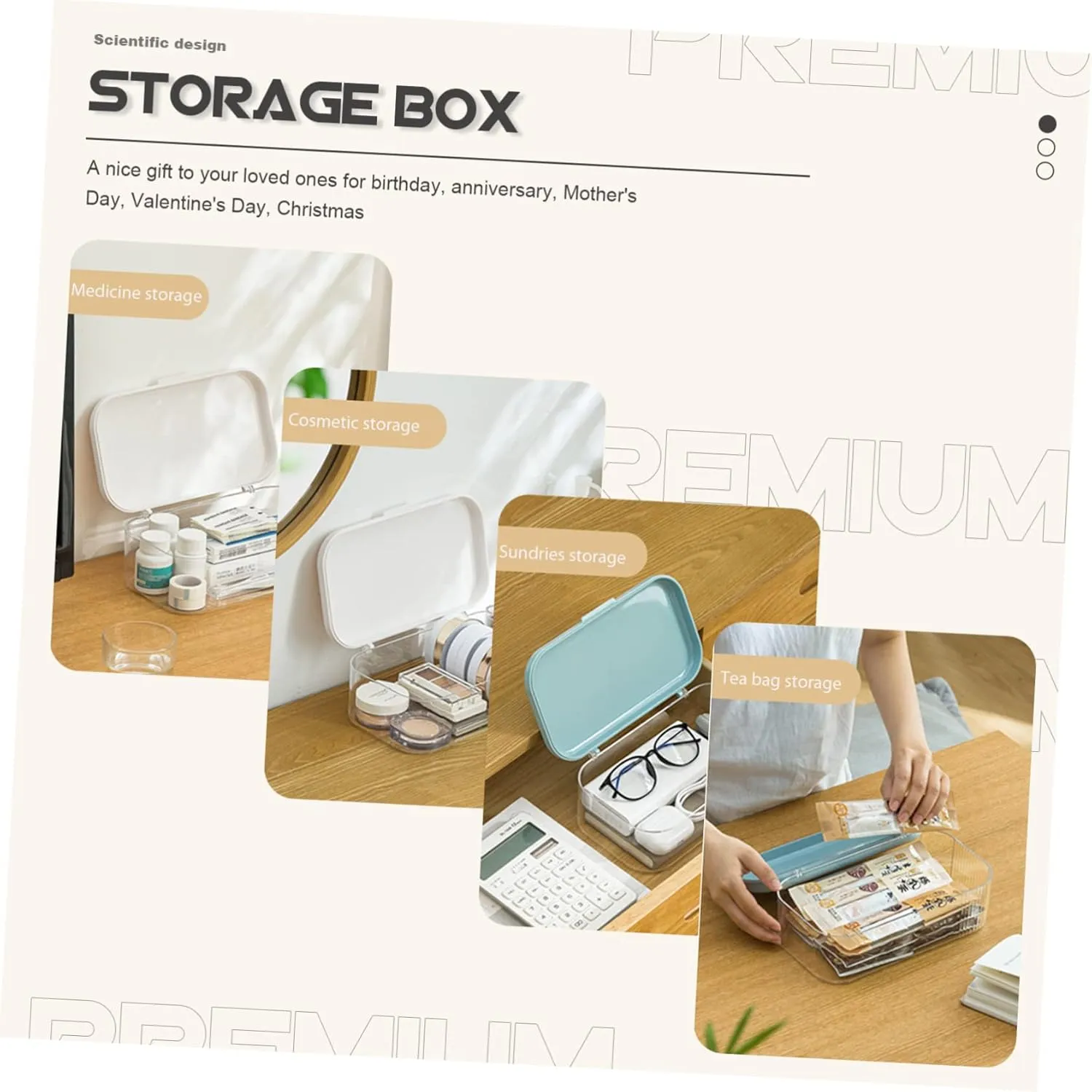 PartyKindom Cosmetic Storage Organizer Medicine Storage Box Portable Sundries Sorting Box Fine Workmanship