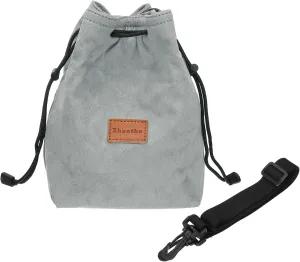 PATIKIL Camera Lens Pouch, S Size Drawstring Lens Case Flannel Camera Lens Handbag Camera Bag with Adjustable Shoulder Strap for DSLR Camera Lens, Grey