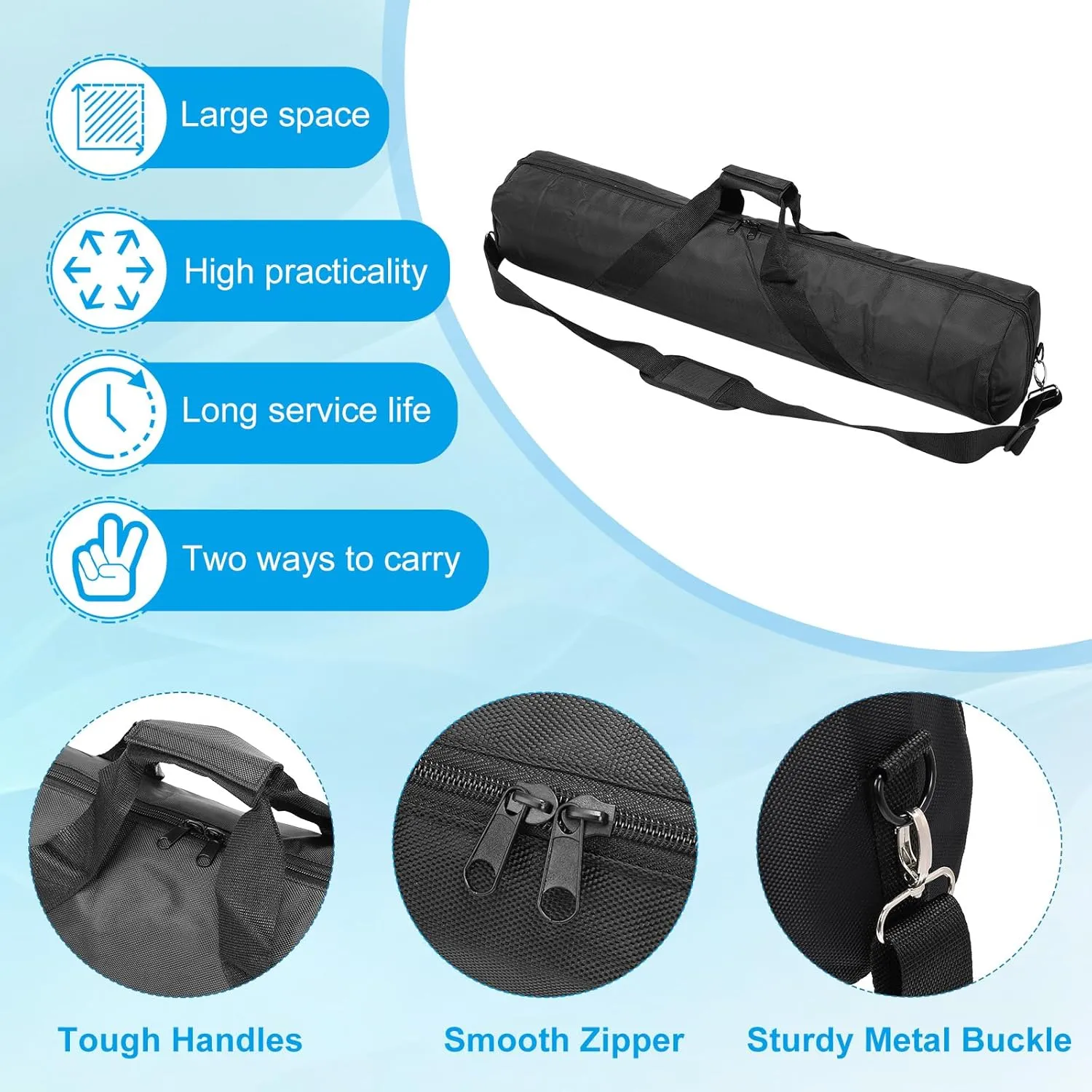 PATIKIL Tripod Carrying Case, 31.5" x 7.1" Heavy Duty Oxford Cloth Padded Tripod Bag with Adjustable Shoulder Straps and Handles for Light Stands Umbrellas Tripods Mic Speaker Stand, Black