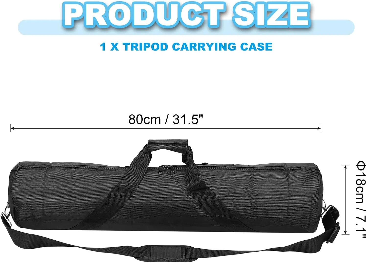 PATIKIL Tripod Carrying Case, 31.5" x 7.1" Heavy Duty Oxford Cloth Padded Tripod Bag with Adjustable Shoulder Straps and Handles for Light Stands Umbrellas Tripods Mic Speaker Stand, Black