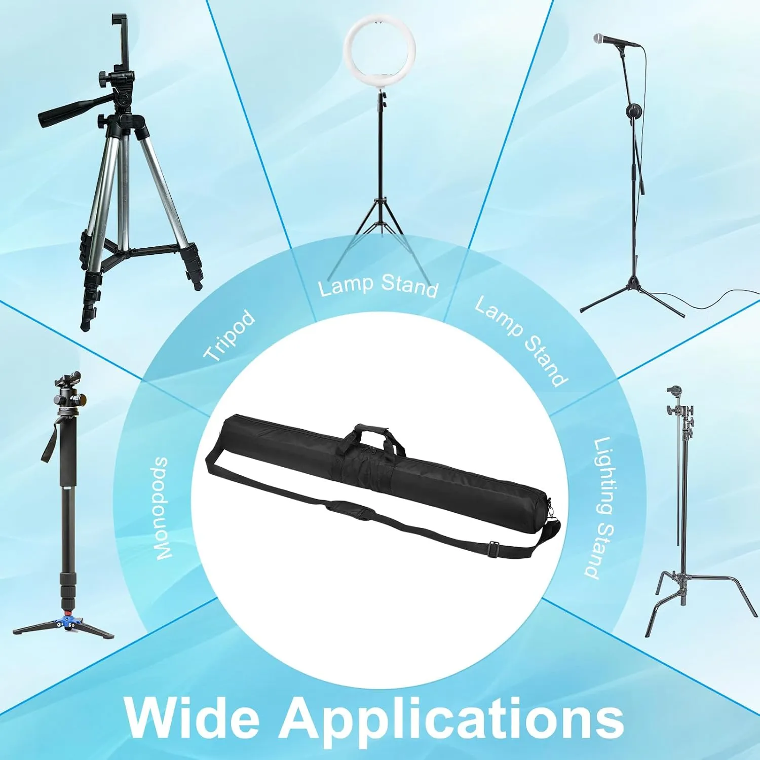 PATIKIL Tripod Carrying Case, 39.4" x 5.1" Heavy Duty Nylon Padded Tripod Bag with Adjustable Shoulder Straps and Handles for Light Stands Umbrellas Tripods Mic Speaker Stand, Black