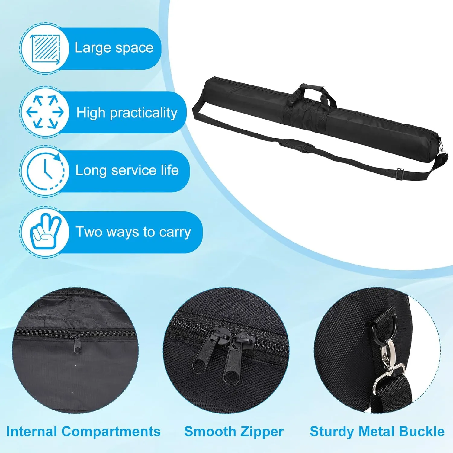 PATIKIL Tripod Carrying Case, 39.4" x 5.1" Heavy Duty Nylon Padded Tripod Bag with Adjustable Shoulder Straps and Handles for Light Stands Umbrellas Tripods Mic Speaker Stand, Black