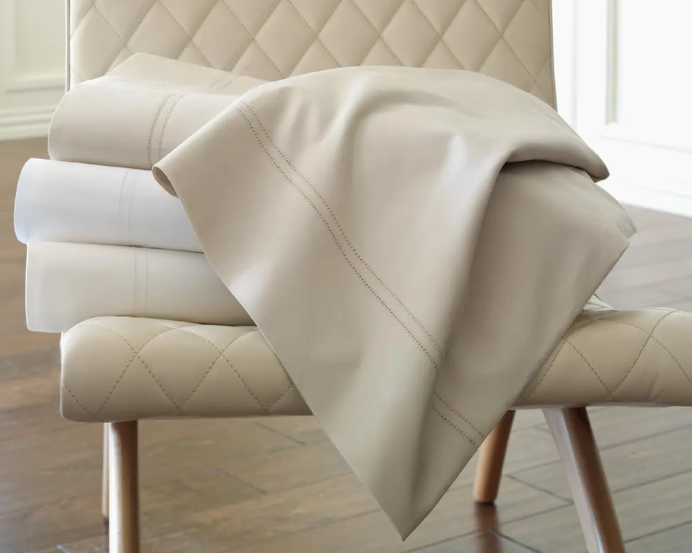 Peacock Alley Lyric Percale Sheet Sets - 500 Thread Count, Made in Italy, Luxury and Comfort - Queen (White)