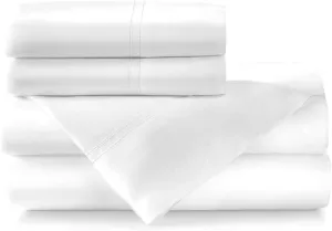 Peacock Alley Lyric Percale Sheet Sets - 500 Thread Count, Made in Italy, Luxury and Comfort - Queen (White)