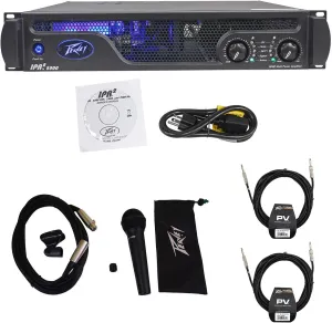 Peavey IPR2 5000 5,050 Watt Lightweight Power Amplifier Mic (2) Speakon Cables