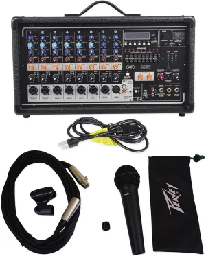 Peavey Pvi8500 400W 8-Ch. Powered Live Sound Mixer w/Bluetooth Peavey Microphone