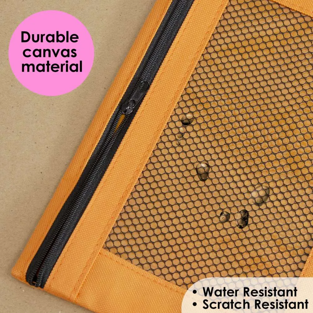 Pencil Pouch 3-Ring Retro Pastel Color w/ Mesh Window
