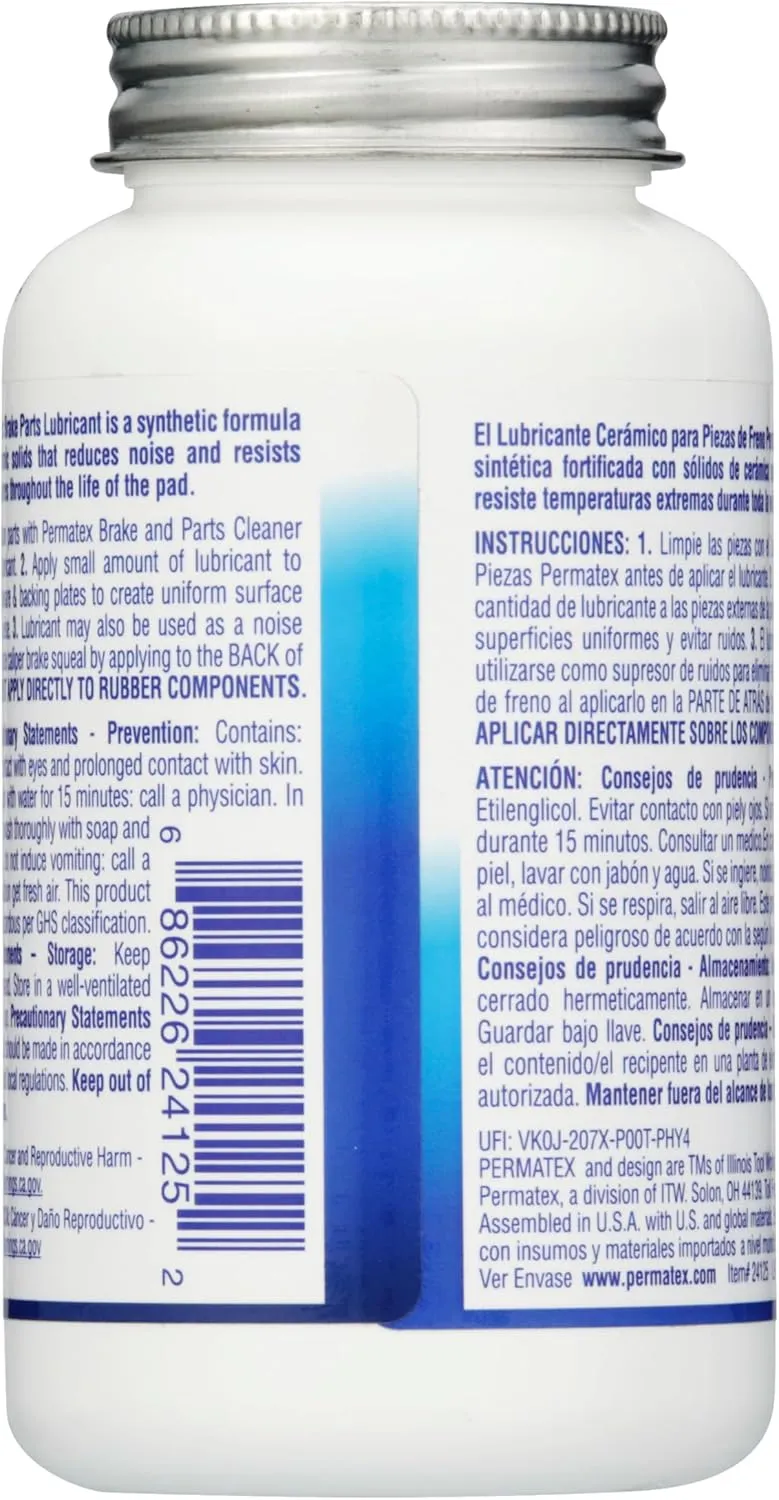 Permatex 24125 Ceramic Extreme Brake Parts Lubricant, 8 oz., Pack of 1