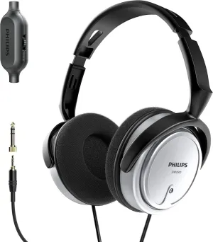 PHILIPS Over Ear Wired Stereo Headphones for Podcasts, Studio Monitoring and Recording Headset for Computer, Keyboard and Guitar with 6.3 mm (1/4") Add On Adapter- Silver