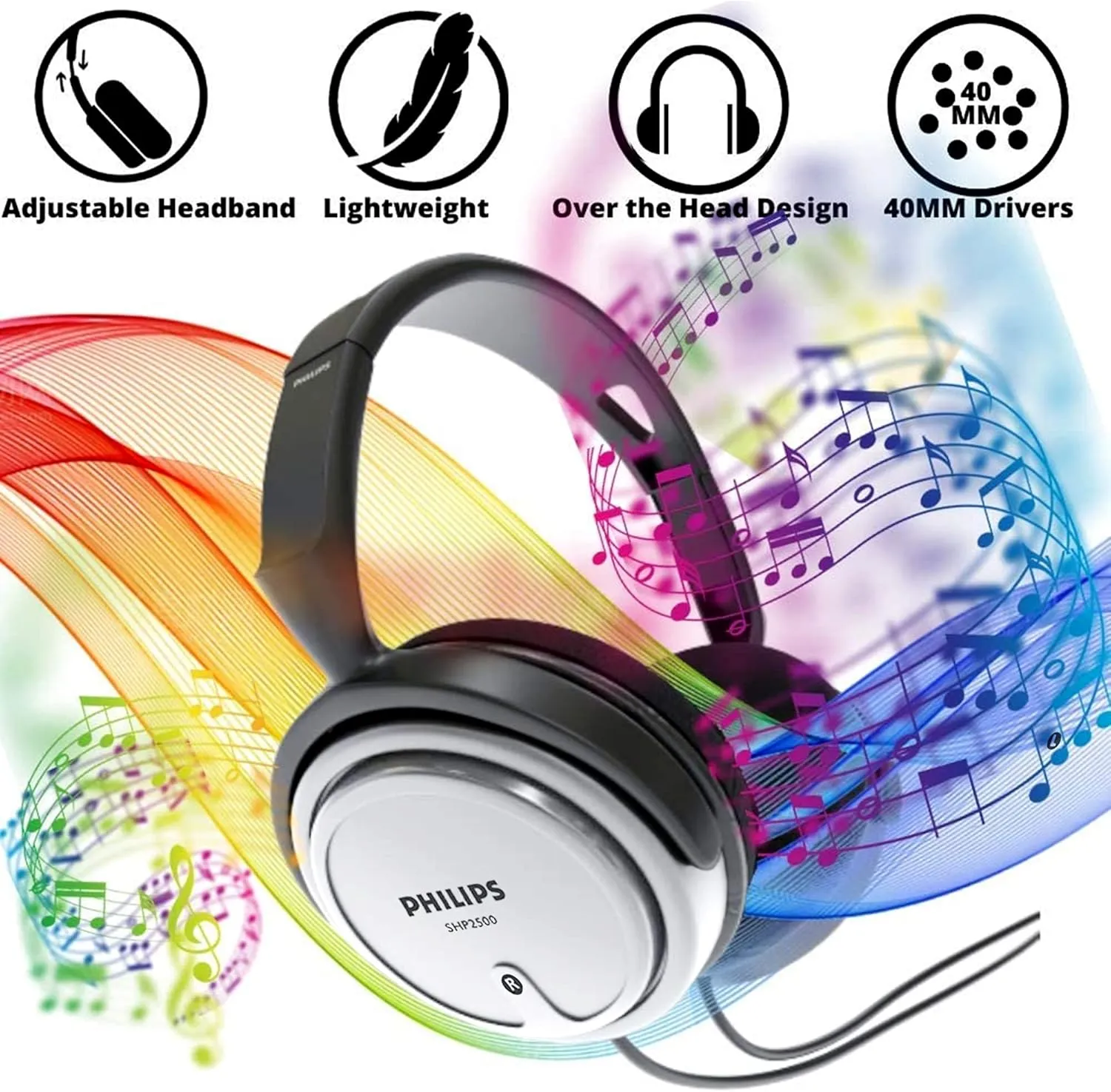 PHILIPS Over Ear Wired Stereo Headphones for Podcasts, Studio Monitoring and Recording Headset for Computer, Keyboard and Guitar with 6.3 mm (1/4") Add On Adapter- Silver