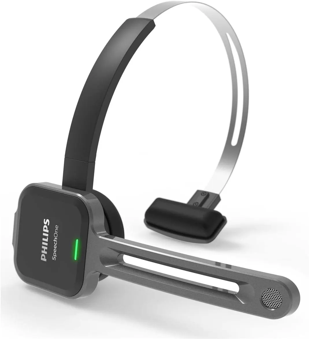PHILIPS SpeechOne Wireless Dictation Headset with Docking Station and Status Light