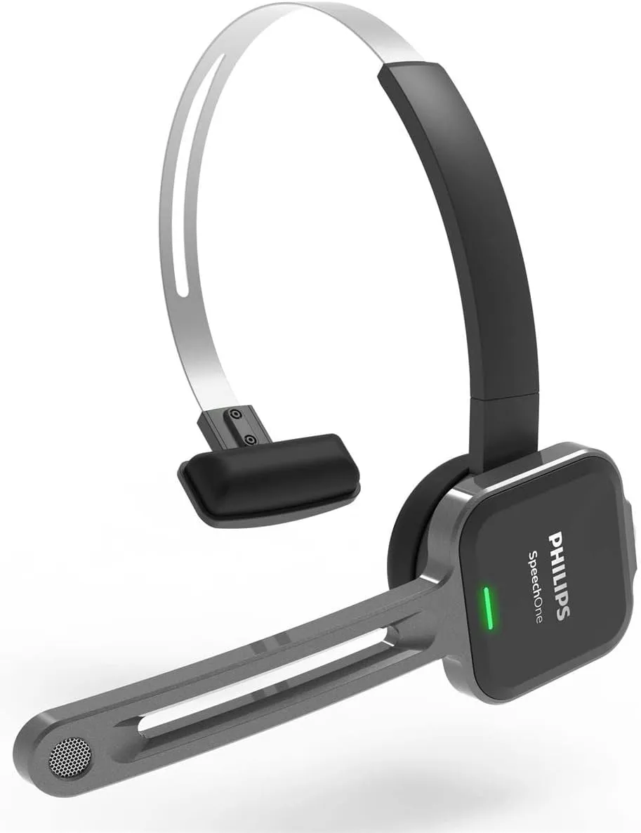 PHILIPS SpeechOne Wireless Dictation Headset with Docking Station and Status Light