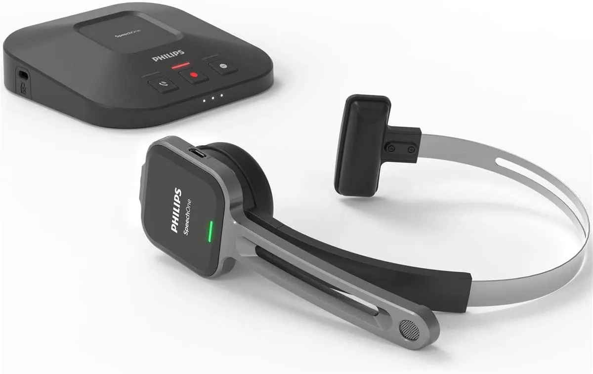 PHILIPS SpeechOne Wireless Dictation Headset with Docking Station and Status Light