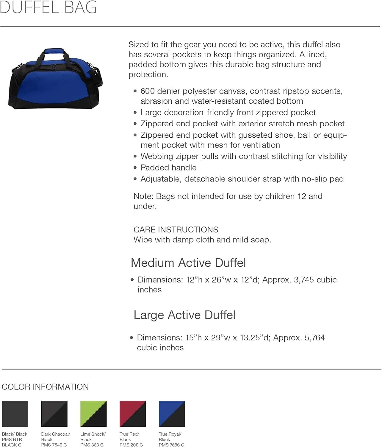 Pi Kappa Phi Active Duffel - Pi Kapp Travel Bag (Large 15"H x 29"S x 13"D, Royal)