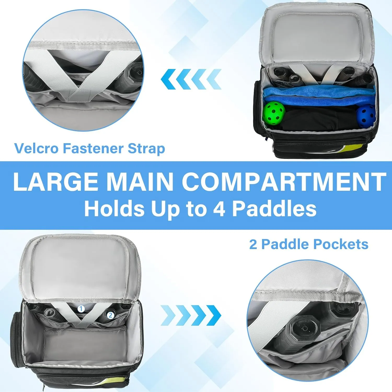 Pickleball Bag for Men and Women, Pickleball Backpack Fits 4 Paddles, Pickleball Equipment Bag with Shoe Compartment